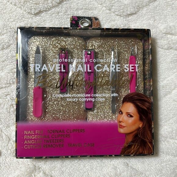daisy fuentes Fuchsia Pink Gold Ultimate 5 Piece Pedi Manicure Set Travel Case - Picture 1 of 6